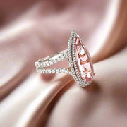 Double Diamond Halo Morganite Ring - ForeverJewels Design Studio 8