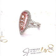 Double Diamond Halo Morganite Ring - ForeverJewels Design Studio 8