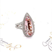 Double Diamond Halo Morganite Ring - ForeverJewels Design Studio 8