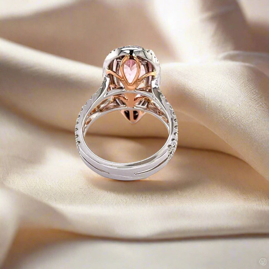 Double Diamond Halo Morganite Ring - ForeverJewels Design Studio 8