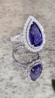 Double diamond Halo Tanzanite Ring - ForeverJewels Design Studio 8