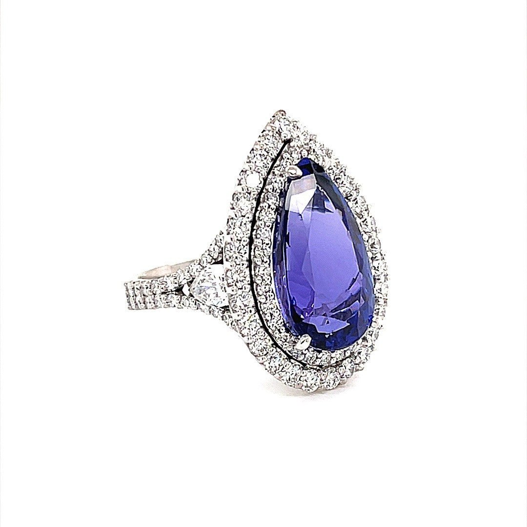 Double diamond Halo Tanzanite Ring - ForeverJewels Design Studio 8