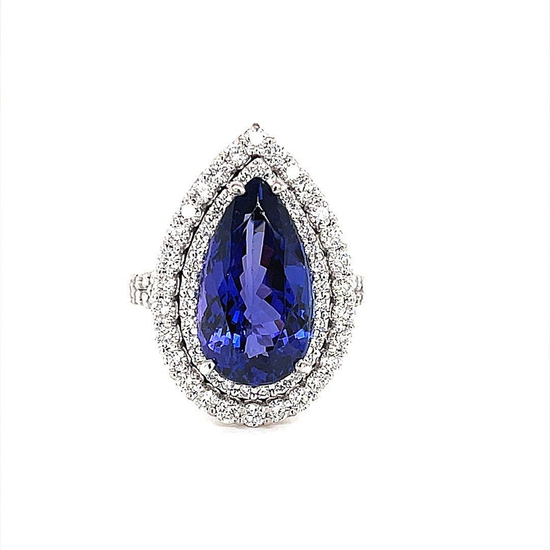 Double diamond Halo Tanzanite Ring - ForeverJewels Design Studio 8