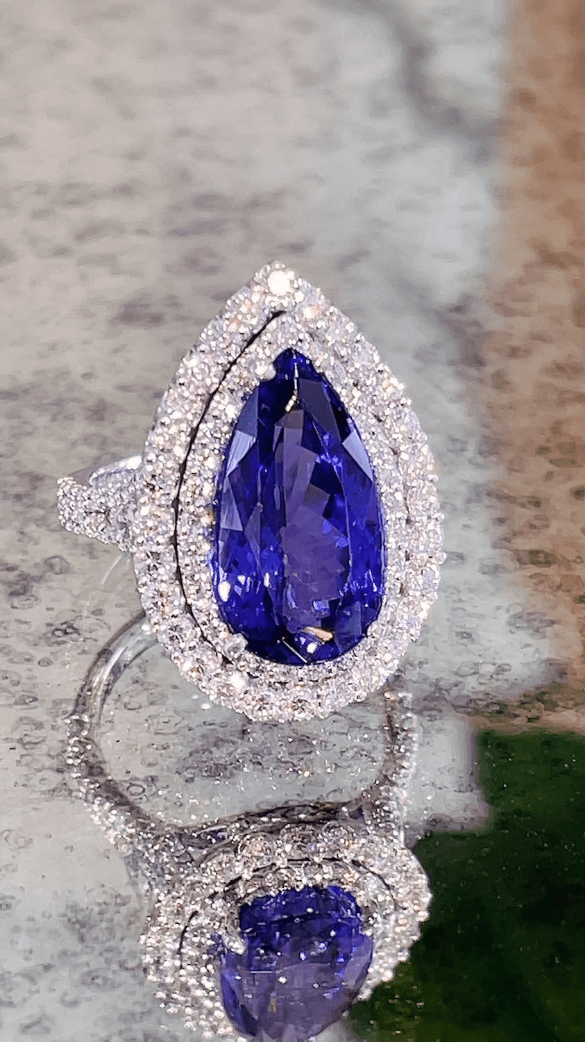 Double diamond Halo Tanzanite Ring - ForeverJewels Design Studio 8