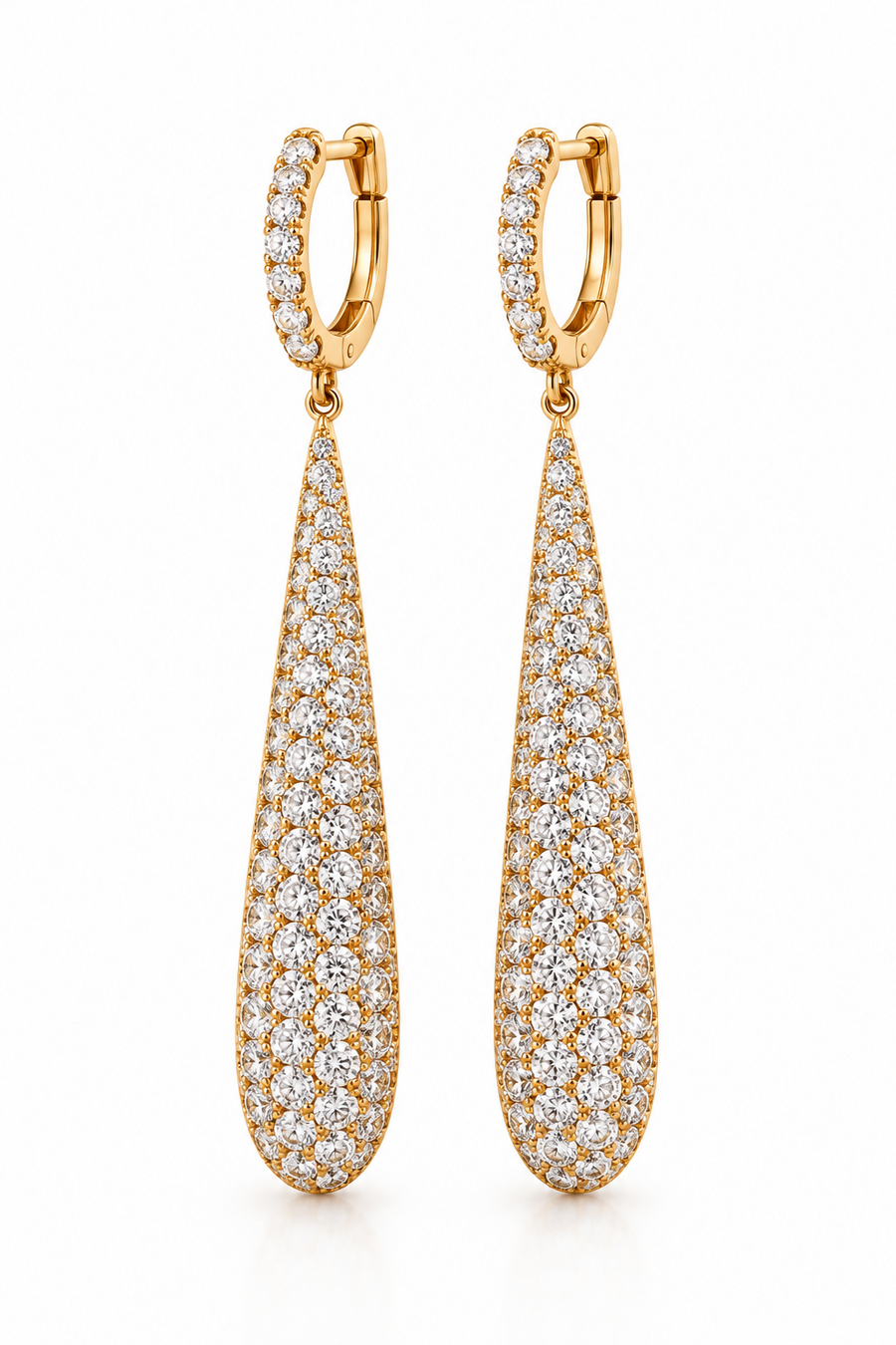 Elongated teardrop Diamond pave Earrings