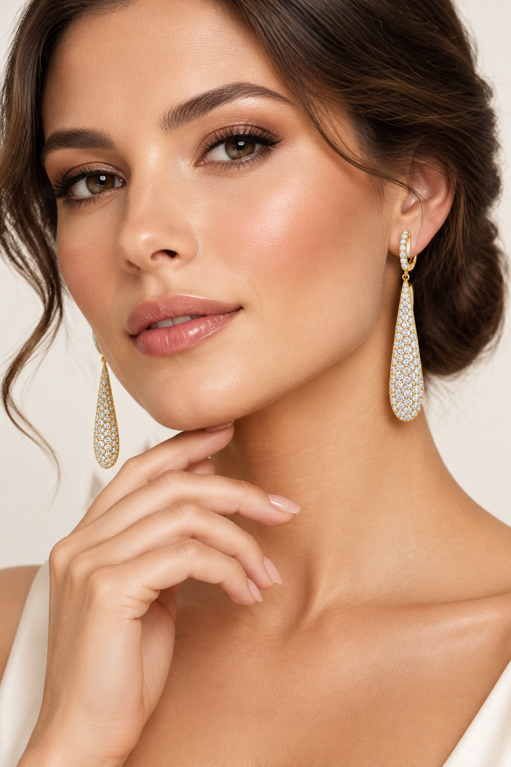 Elongated teardrop Diamond pave Earrings
