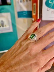 Emerald cut Green Tourmaline &Diamond Ring - ForeverJewels Design Studio 8