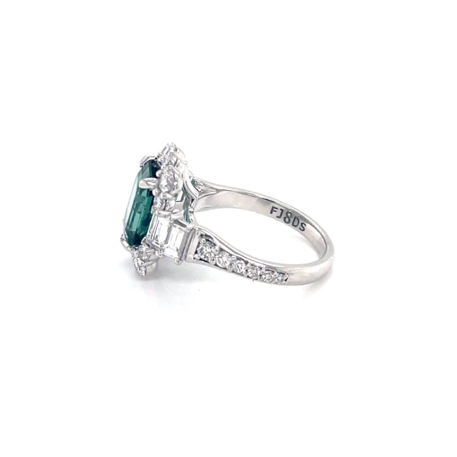 Emerald cut Green Tourmaline &Diamond Ring - ForeverJewels Design Studio 8