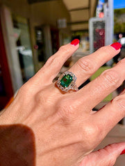 Emerald cut Green Tourmaline &Diamond Ring - ForeverJewels Design Studio 8