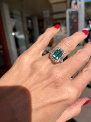 Emerald cut Green Tourmaline &Diamond Ring - ForeverJewels Design Studio 8