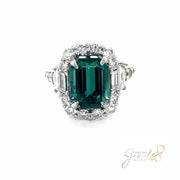 Emerald cut Green Tourmaline &Diamond Ring - ForeverJewels Design Studio 8