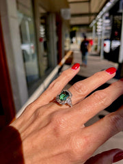 Emerald cut Green Tourmaline &Diamond Ring - ForeverJewels Design Studio 8