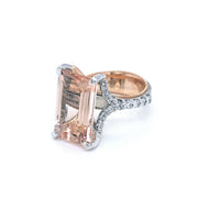 Emerald Cut Peach Morganite & Diamond Ring - ForeverJewels Design Studio 8