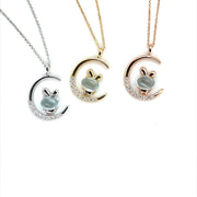 Bunny  diamond and Aquamarine Necklace