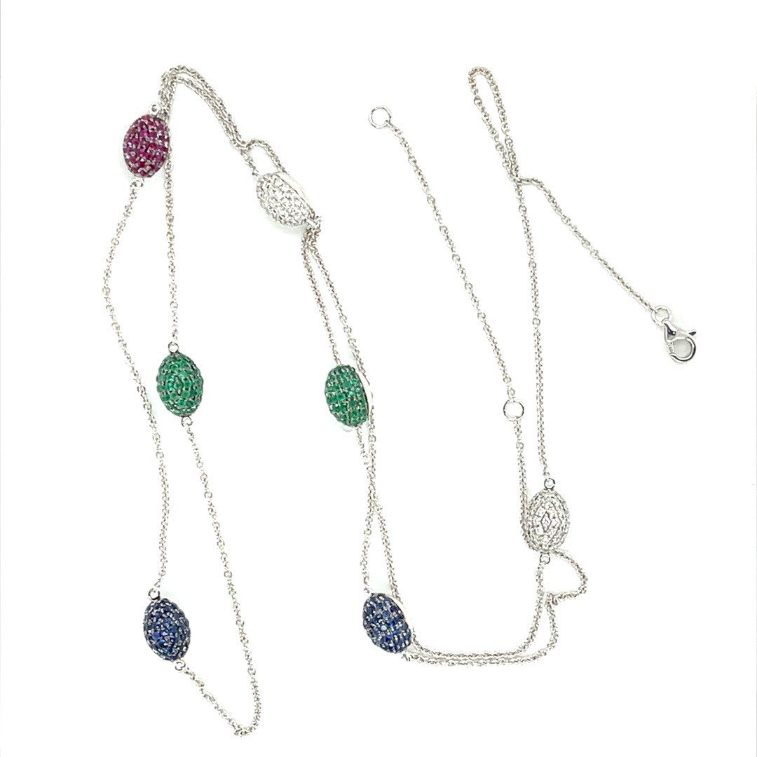 Sapphire, Rubies, Emerald and Diamond Necklace
