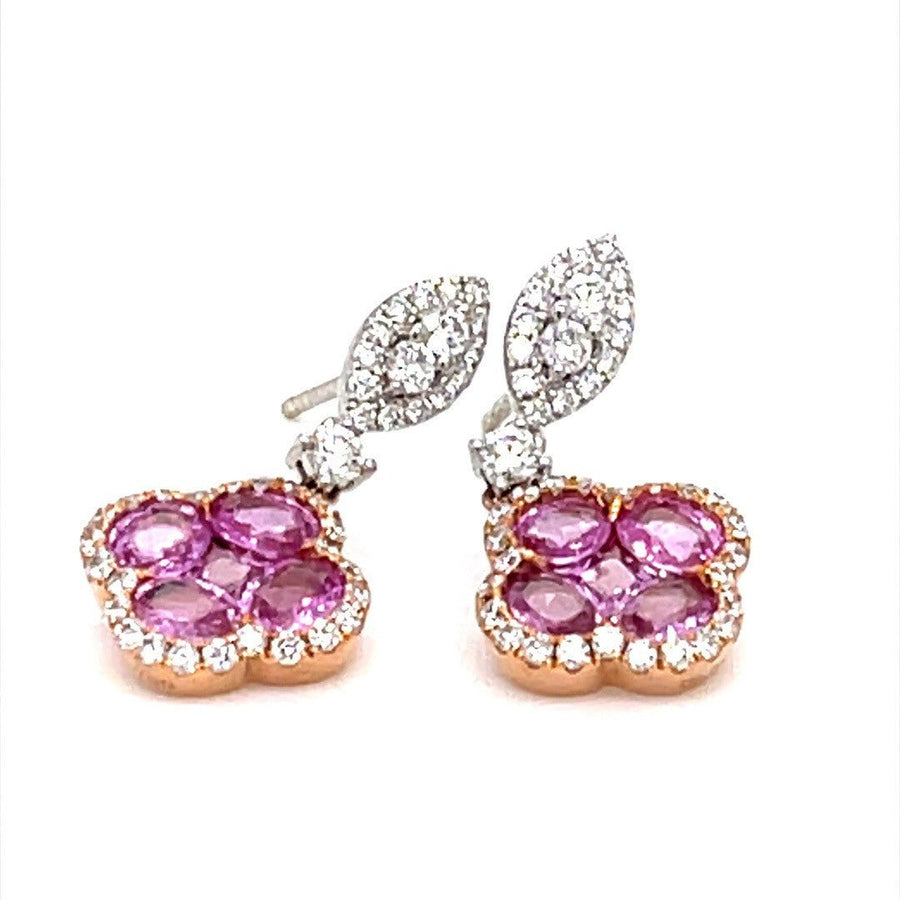 Four leaf clover pink sapphire diamond earrings - ForeverJewels Design Studio 8