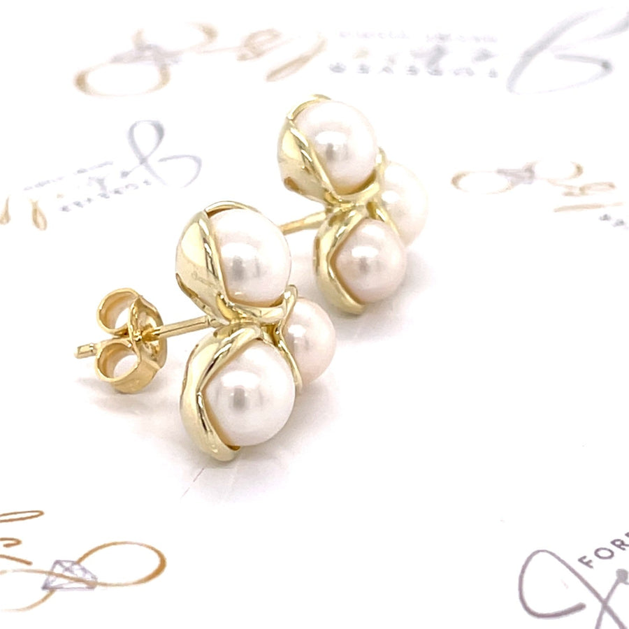 Fresh Water Pearl Yellow Gold Earrings - ForeverJewels Design Studio 8