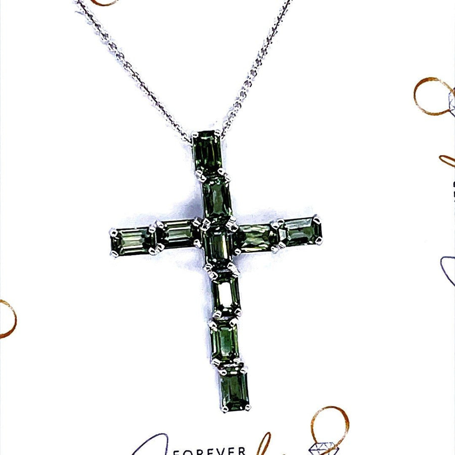 Green Sapphire Cross Pendant - ForeverJewels Design Studio 8