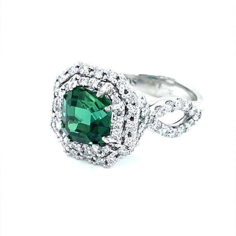 Green Tourmaline and Diamond Halo Ring - ForeverJewels Design Studio 8