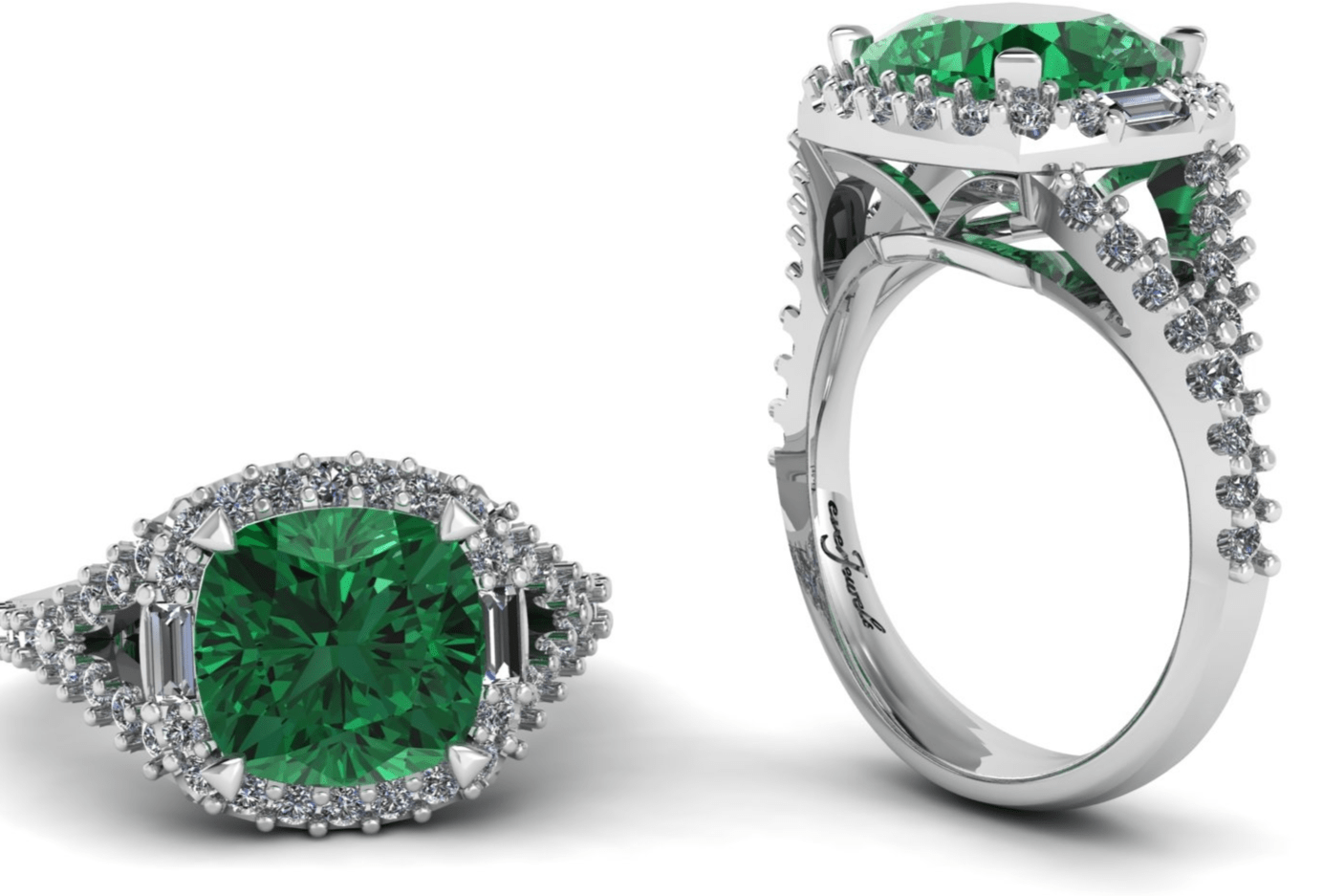 Green Tourmaline Cushion Cut with a Halo of Diamonds - ForeverJewels Design Studio 8
