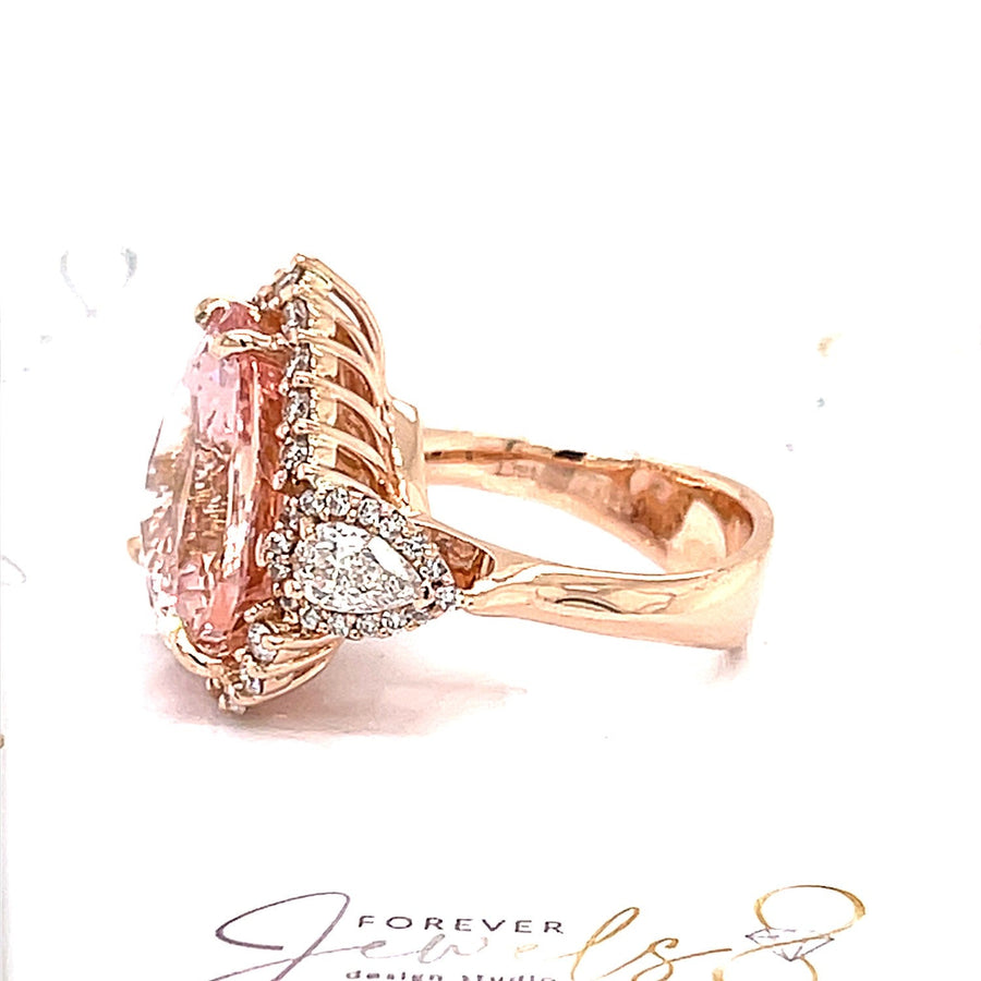 Heart Pink Morganite and Diamond Halo Ring - ForeverJewels Design Studio 8