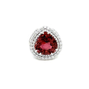 Heart Pink Tourmaline and Double Diamond Halo Ring - ForeverJewels Design Studio 8