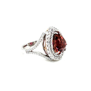 Heart Pink Tourmaline and Double Diamond Halo Ring - ForeverJewels Design Studio 8