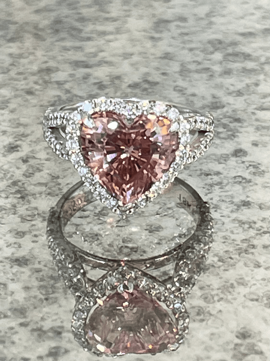 Heart Shaped Pink Tourmaline and Diamond Halo Ring - ForeverJewels Design Studio 8