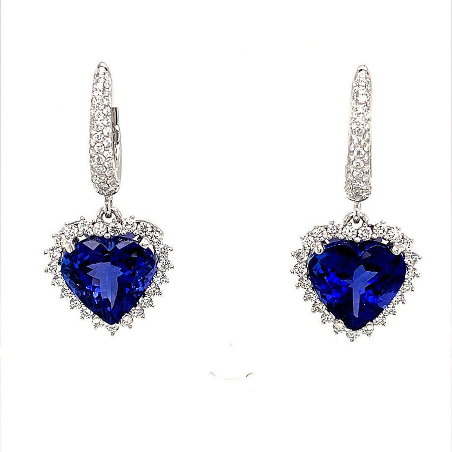 Heart Shaped Tanzanite and Diamond Halo Earrings - ForeverJewels Design Studio 8