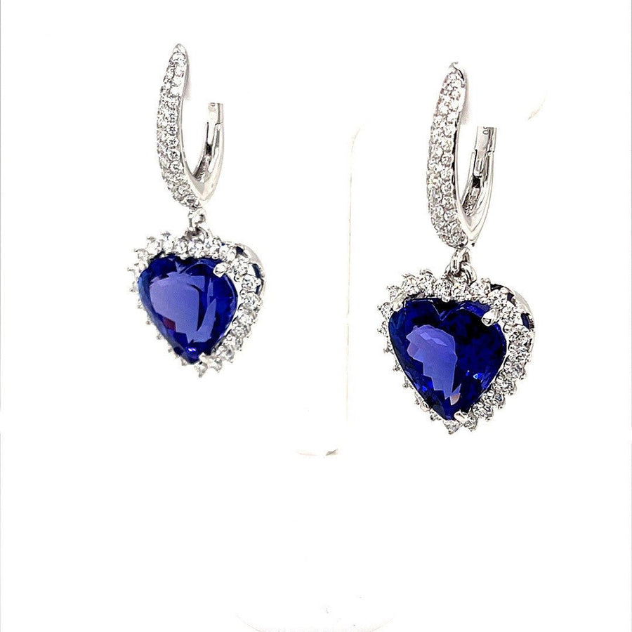 Heart Shaped Tanzanite and Diamond Halo Earrings - ForeverJewels Design Studio 8