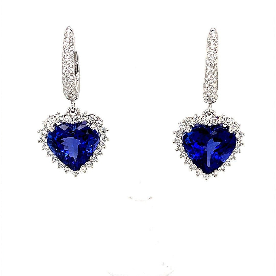 Heart Shaped Tanzanite and Diamond Halo Earrings - ForeverJewels Design Studio 8