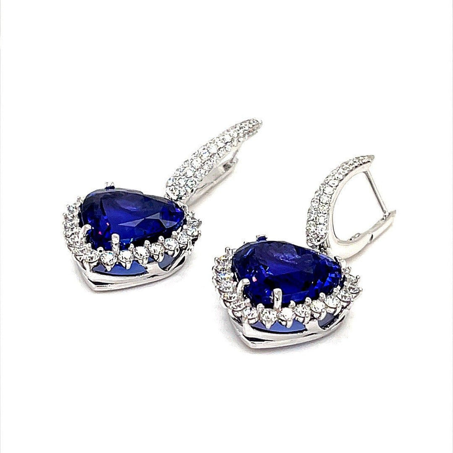 Heart Shaped Tanzanite and Diamond Halo Earrings - ForeverJewels Design Studio 8