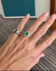 Emerald diamond halo ring