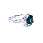 Indicolite Tourmaline and Diamond halo Ring - ForeverJewels Design Studio 8