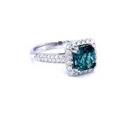 Indicolite Tourmaline and Diamond halo Ring - ForeverJewels Design Studio 8