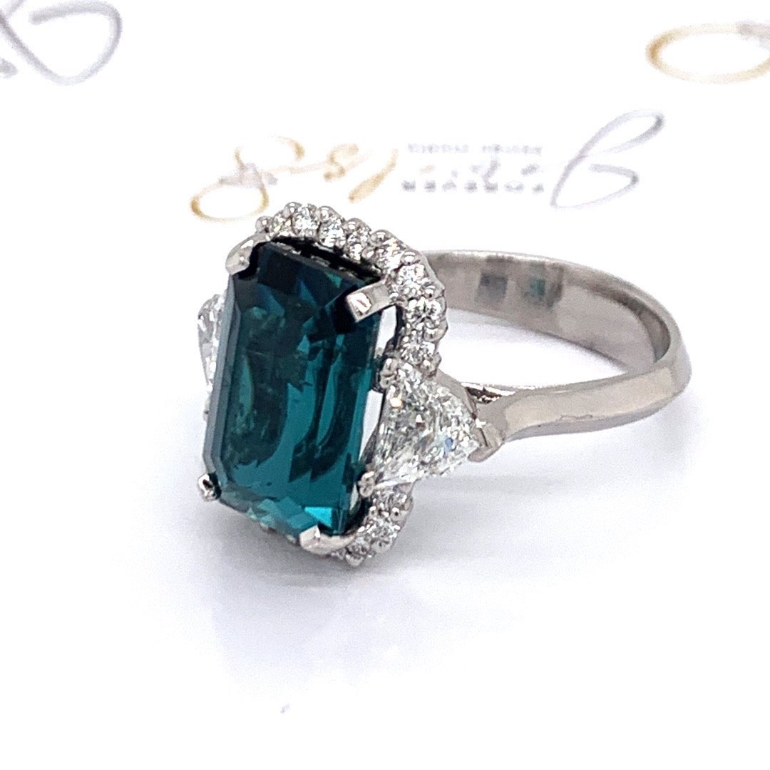 Indicolite Tourmaline Cadillac Diamonds ring - ForeverJewels Design Studio 8