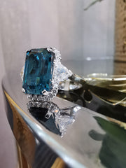 Indicolite Tourmaline Cadillac Diamonds ring - ForeverJewels Design Studio 8
