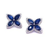 Marquise Blue sapphire and diamond halo Stud Earrings - ForeverJewels Design Studio 8