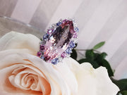 Marquise Morganite Ring with Sapphires and Diamonds - ForeverJewels Design Studio 8