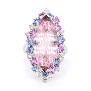 Marquise Morganite Ring with Sapphires and Diamonds - ForeverJewels Design Studio 8