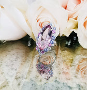 Marquise Morganite Ring with Sapphires and Diamonds - ForeverJewels Design Studio 8