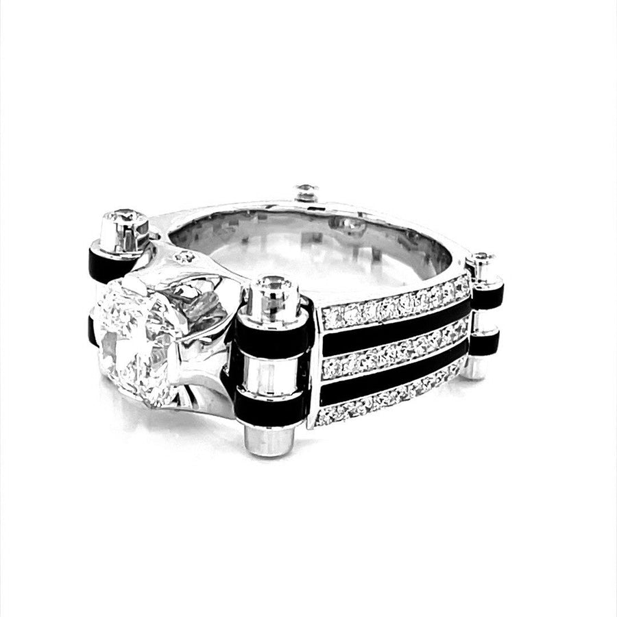 Men White Gold & Onyx Diamond Ring - ForeverJewels Design Studio 8