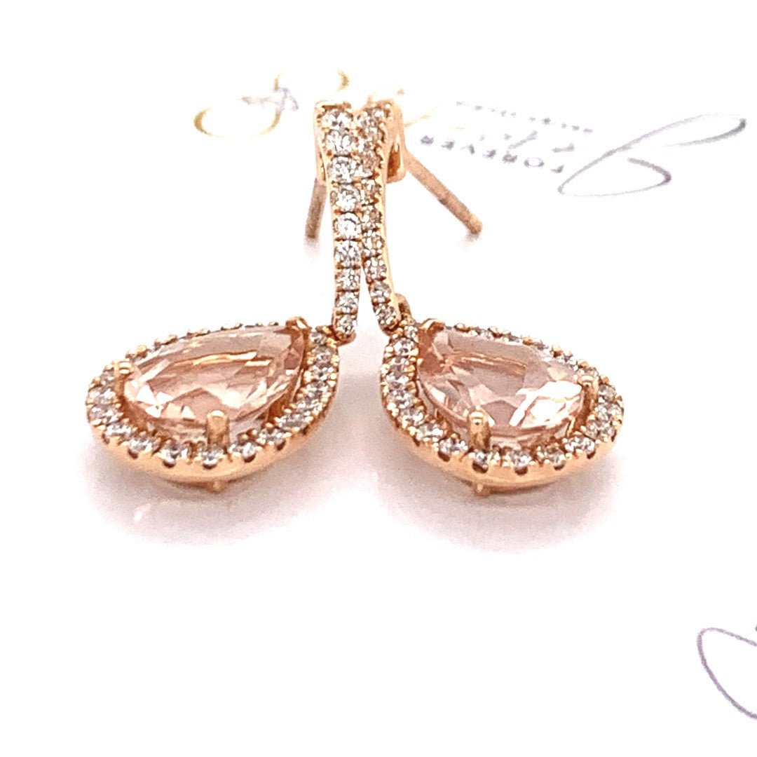 Morganite and diamond drop Earrrings - ForeverJewels Design Studio 8