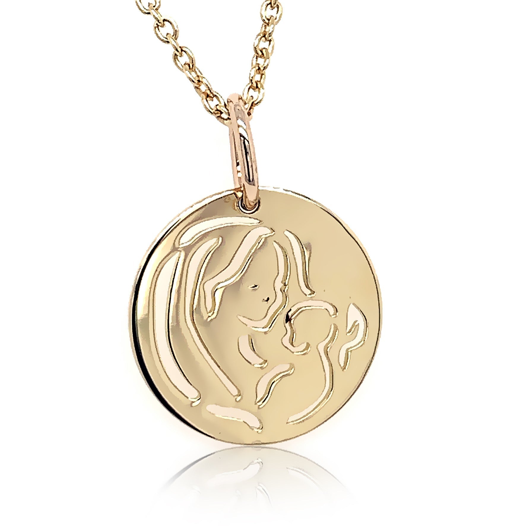 Mother and Child Yellow Gold Pendant - ForeverJewels Design Studio 8