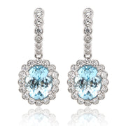 Oval Aquamarine Drop Earrings with a Halo of Diamonds - ForeverJewels Design Studio 8