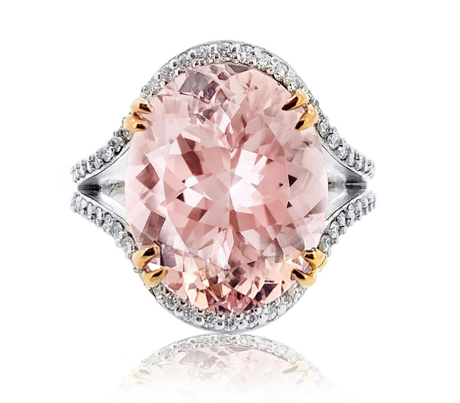 Oval Morganite Dress Ring with a Split Diamond Shank - ForeverJewels Design Studio 8