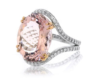 Oval Morganite Dress Ring with a Split Diamond Shank - ForeverJewels Design Studio 8