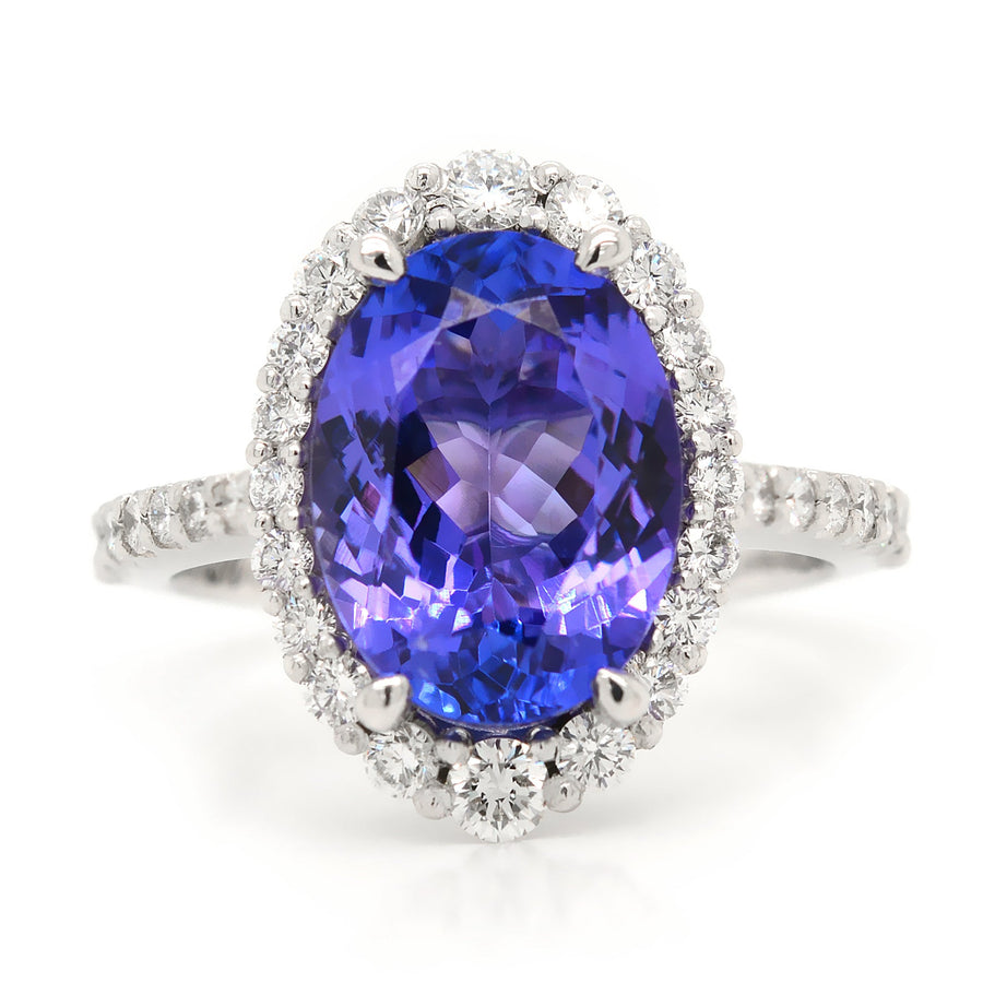 Oval Tanzanite Ring with a Diamond Halo - ForeverJewels Design Studio 8