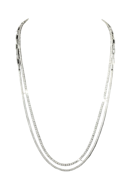 Paperclip Diamond Tennis Necklace