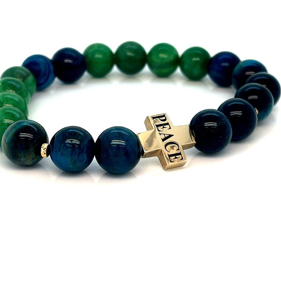 Peace 9k yellow gold blue tigers eye and green jade bracelet - ForeverJewels Design Studio 8